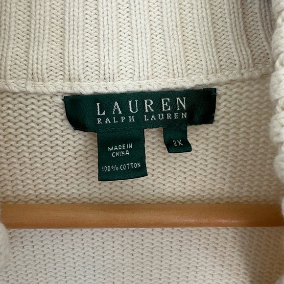 Lauren Ralph Lauren Off-White Knit Cardigan Sweater Women’s 2X *Read* - Picture 4 of 6